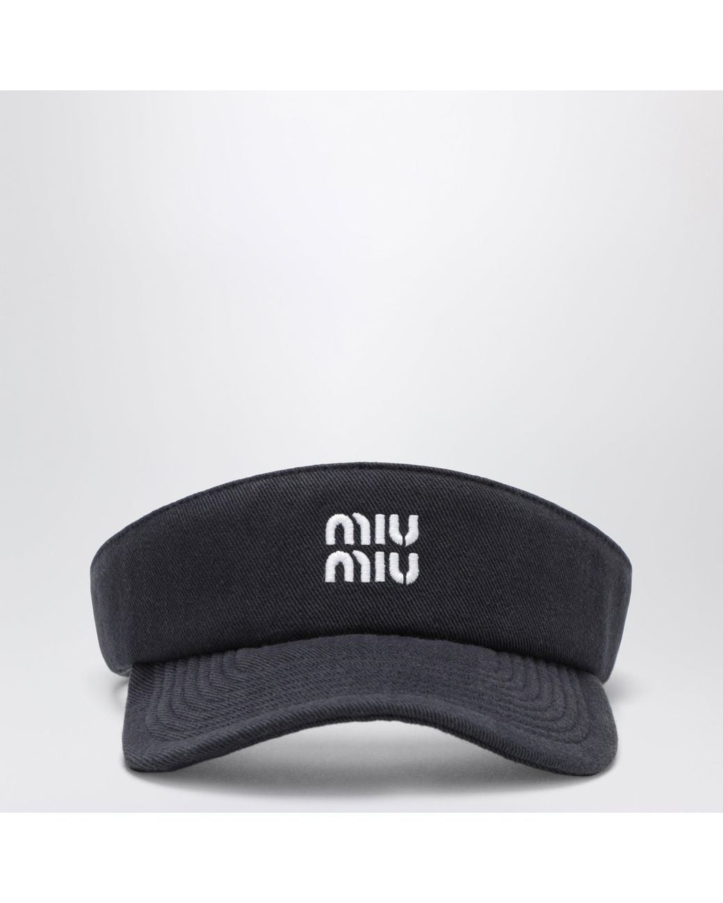 Miu Miu Black Cotton Visor With Logo