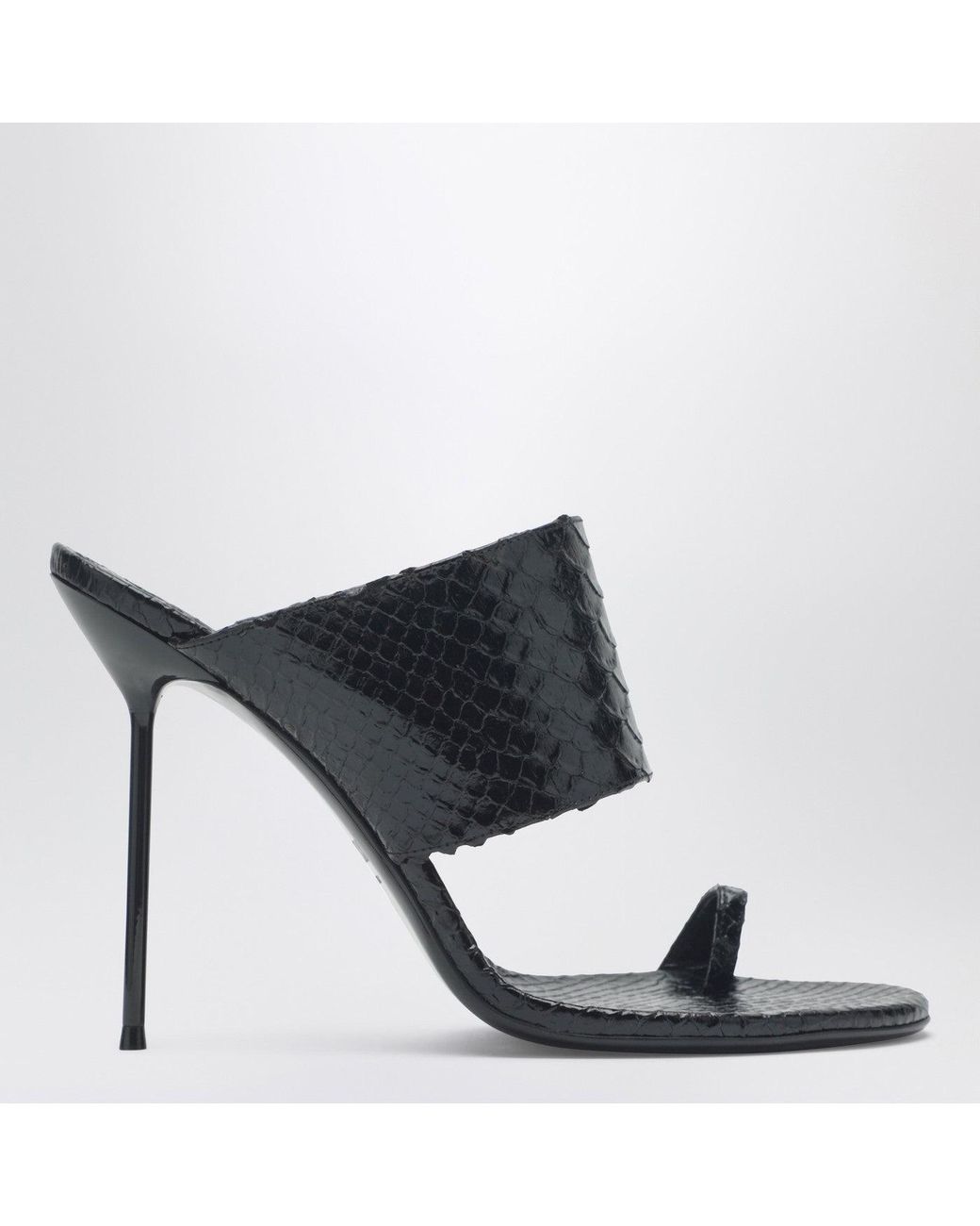 Paris Texas White Lidia Python-Effect Leather Thong Mule