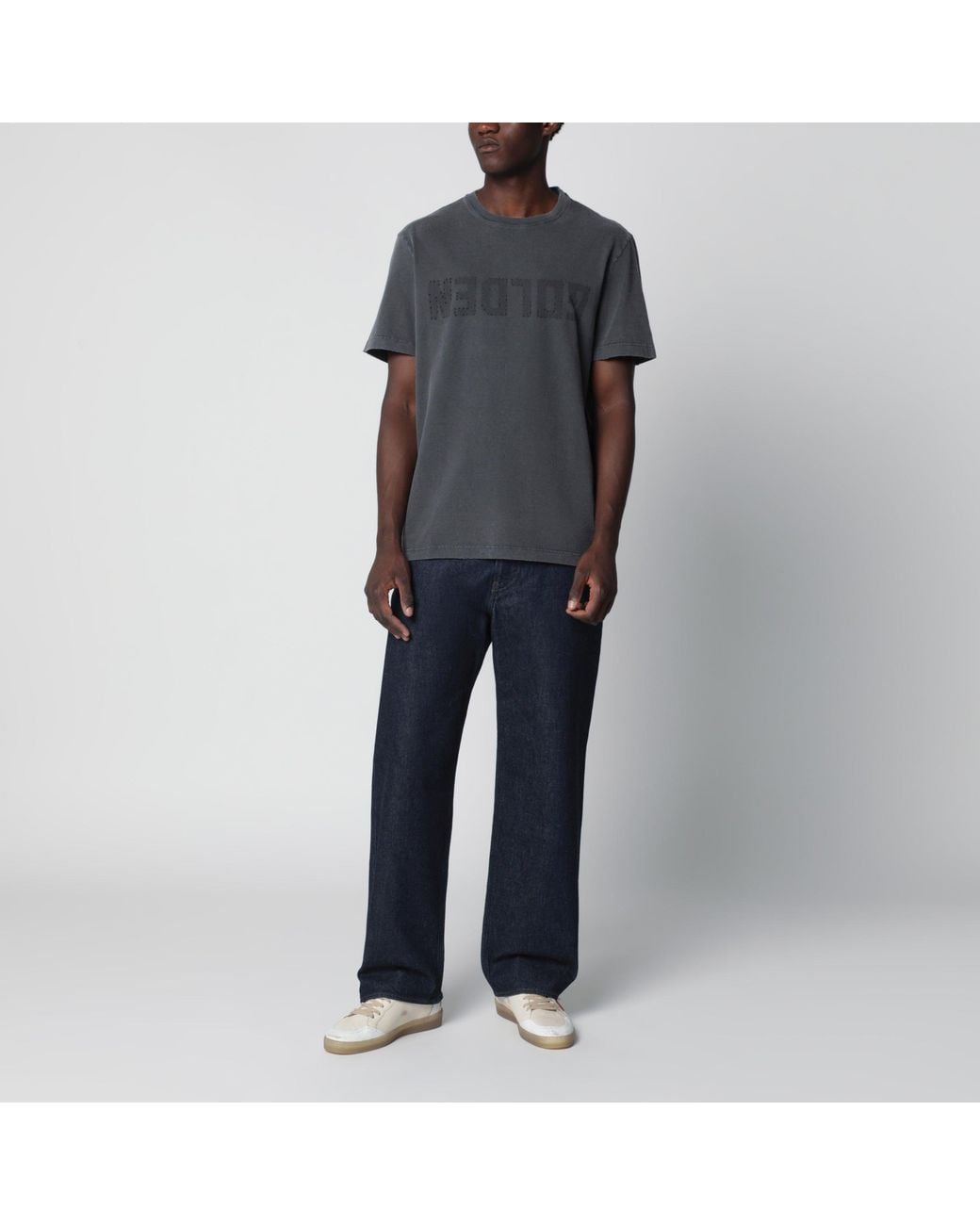 Golden Goose Deluxe Brand Gray Anthracite Vintage-Effect T-Shirt for men