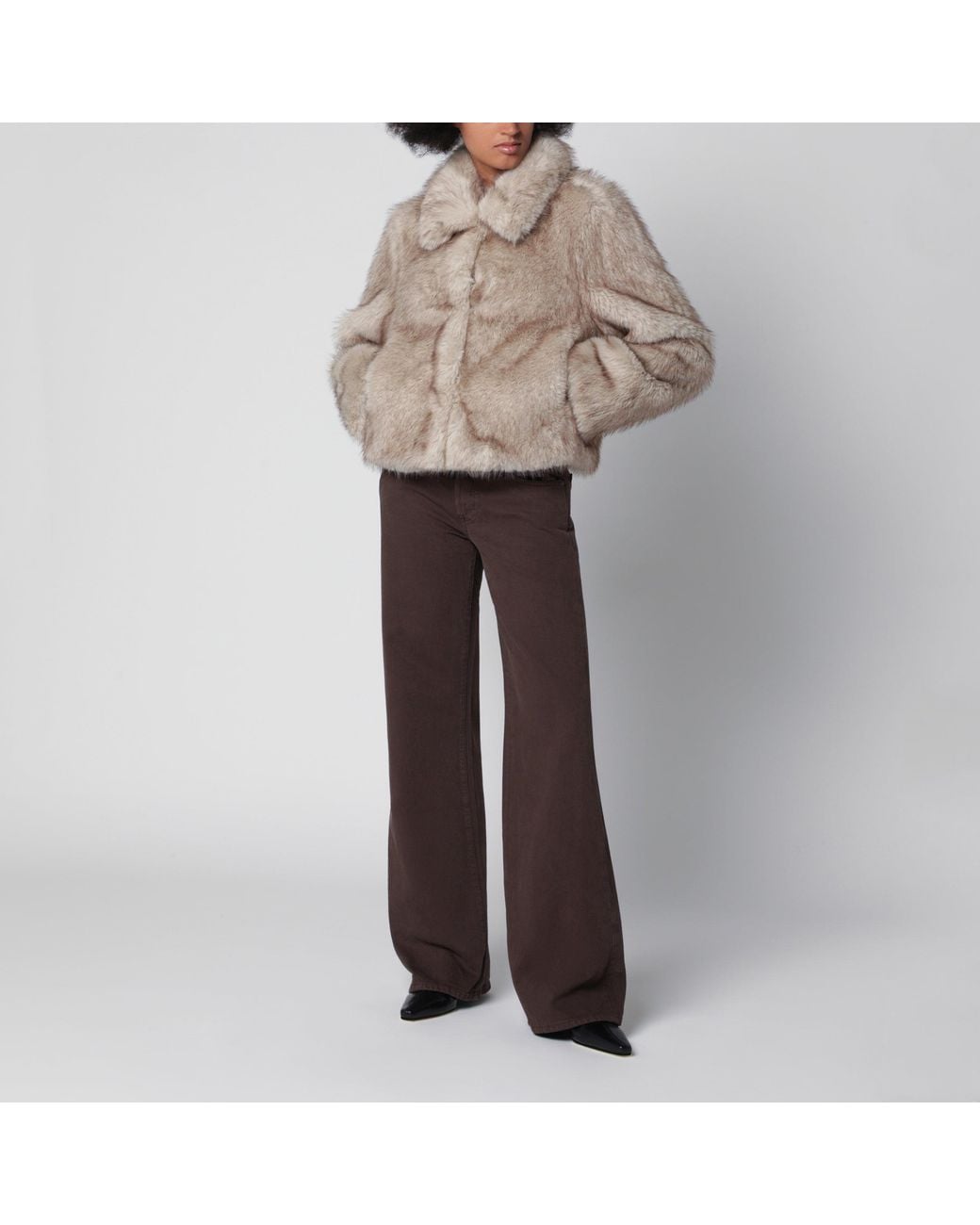FRAME Brown Regenerative Cotton Low-Rise Wide-Leg Jeans With Button Closure