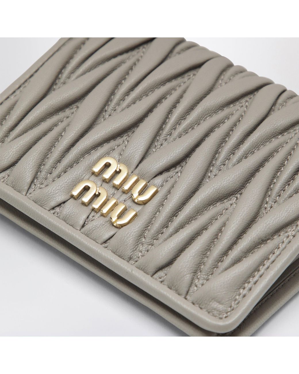 Miu Miu Metallic Pumice Matelassé Nappa Leather Wallet