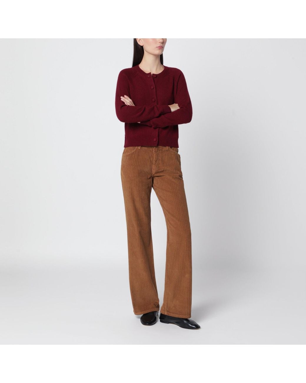 Alexandra Golovanoff Red Mila Wine 21 Cashmere Cardigan