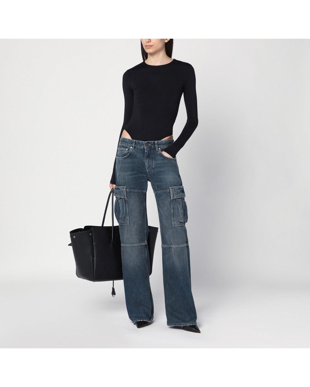 Balenciaga Blue Cargo Regular Jeans With A Faded Effect