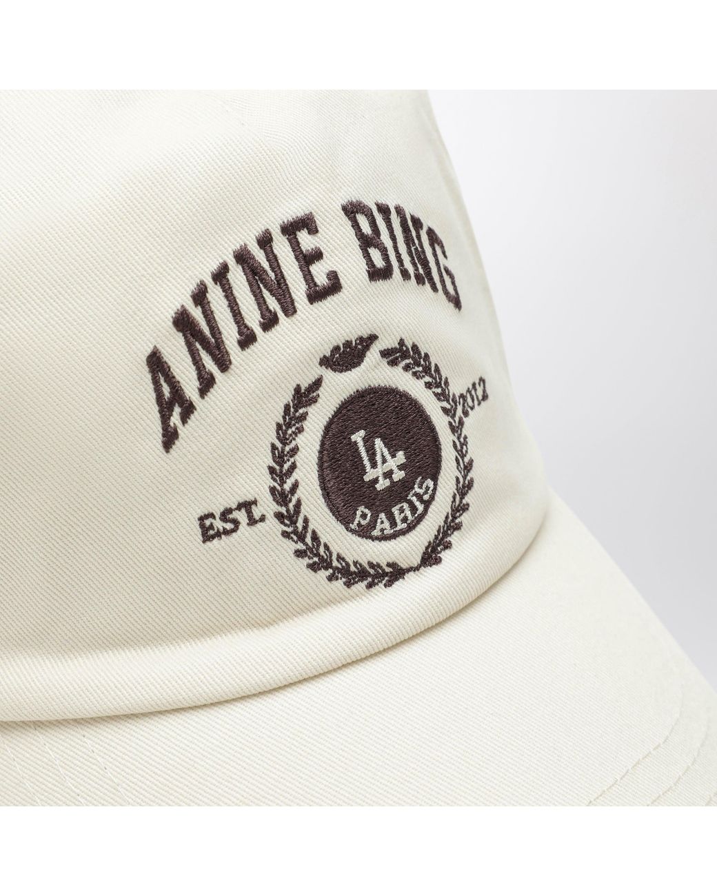 Anine Bing White Jeremy Cream Cotton Baseball Cap