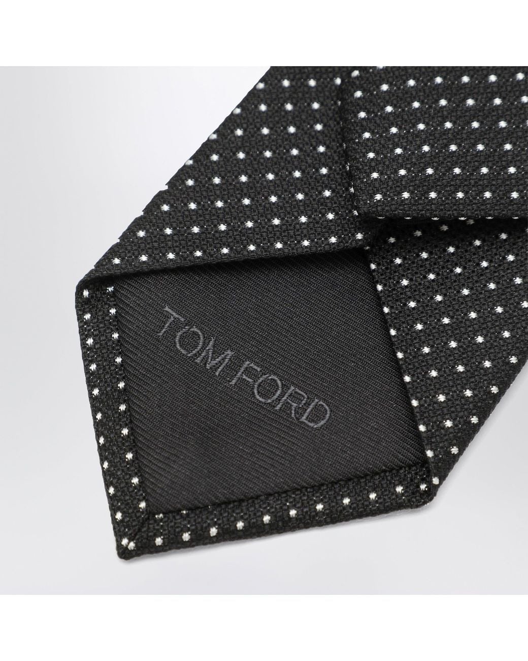 Tom Ford Black Silk Tie With Micro-Circle Pattern for men