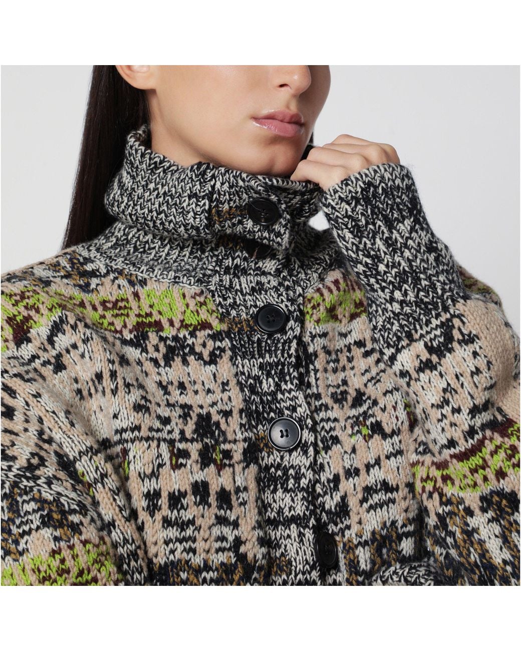 Dries Van Noten Black Multicolored Oversized Cardigan
