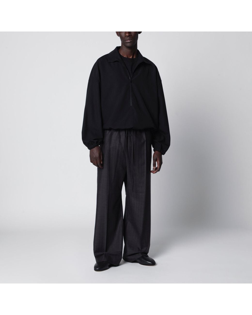 Fear Of God Black Ripstop Wool Jacket With Half Zip for men