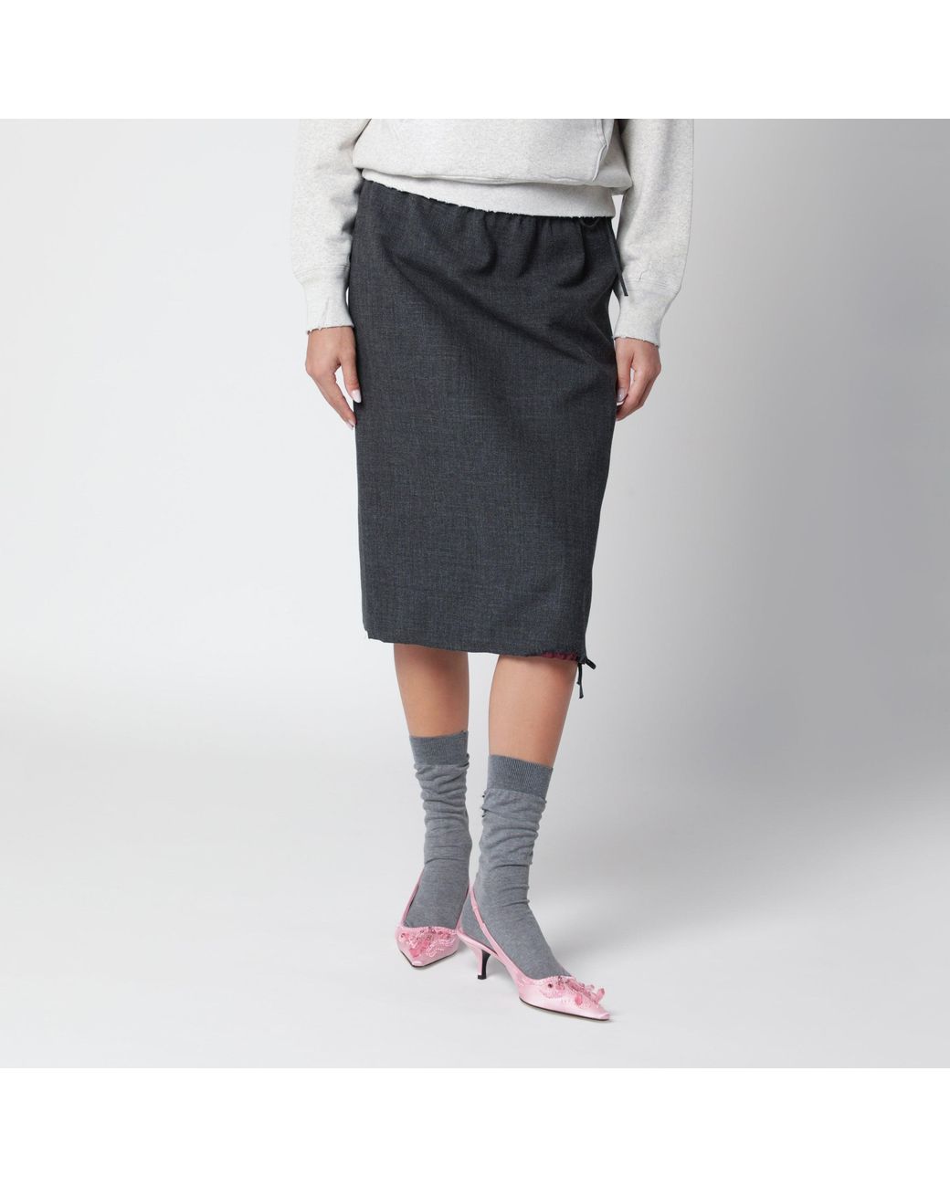 Prada Black Slate/Garnet Midi Skirt