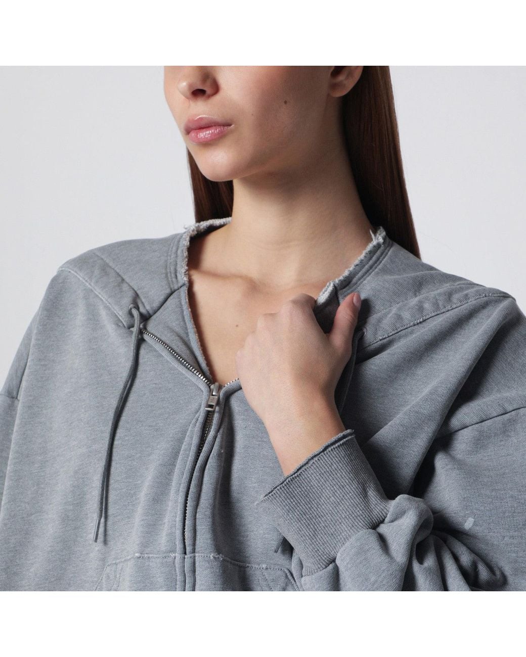 MM6 by Maison Margiela Gray Felpa Con Zip E Coulisse