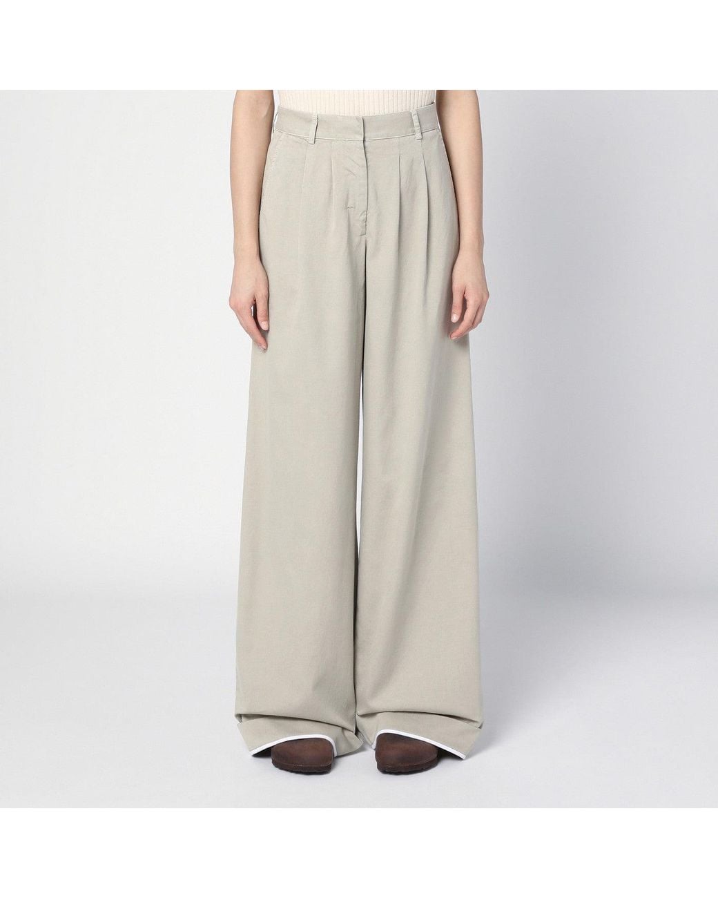 Palm Angels Natural Cotton Wide Trousers