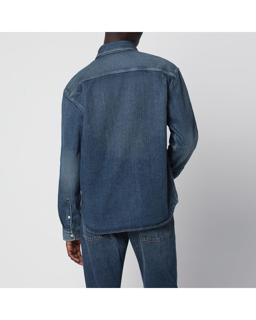 Saint Laurent Blue Cassandre Denim Shirt for men