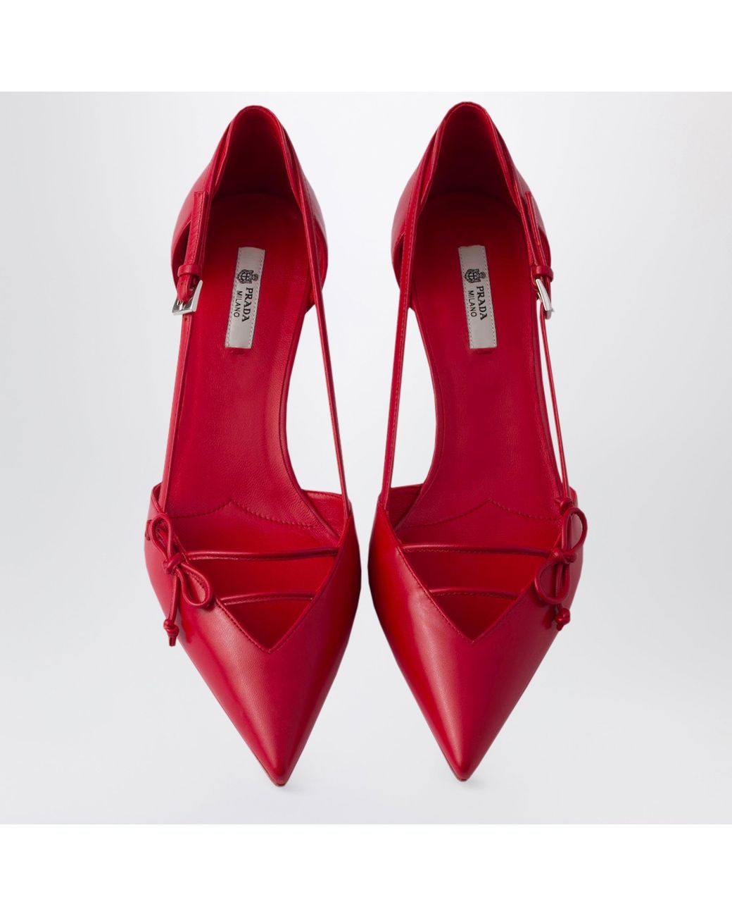 Prada Red Leather Side-Open Pumps