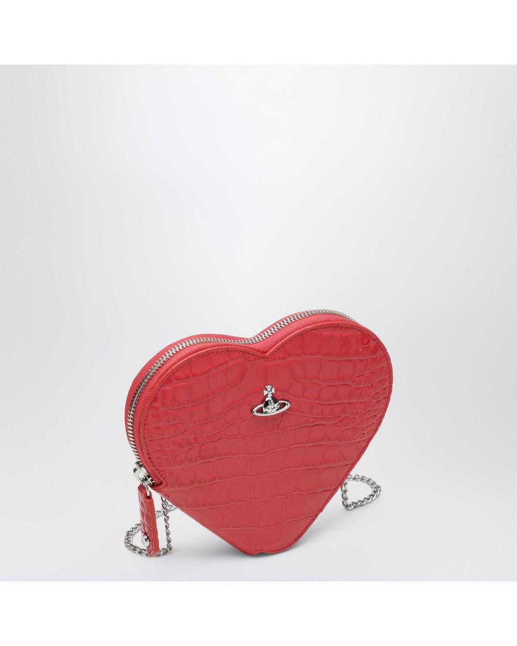 Vivienne Westwood Red Heart Embossed Croc Shoulder Bag