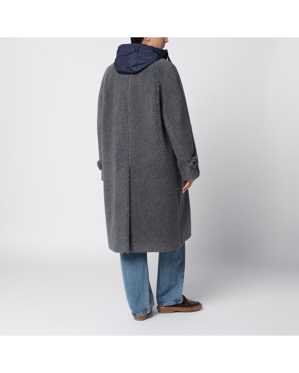 Miu Miu Black Slate Shearling-Effect Coat