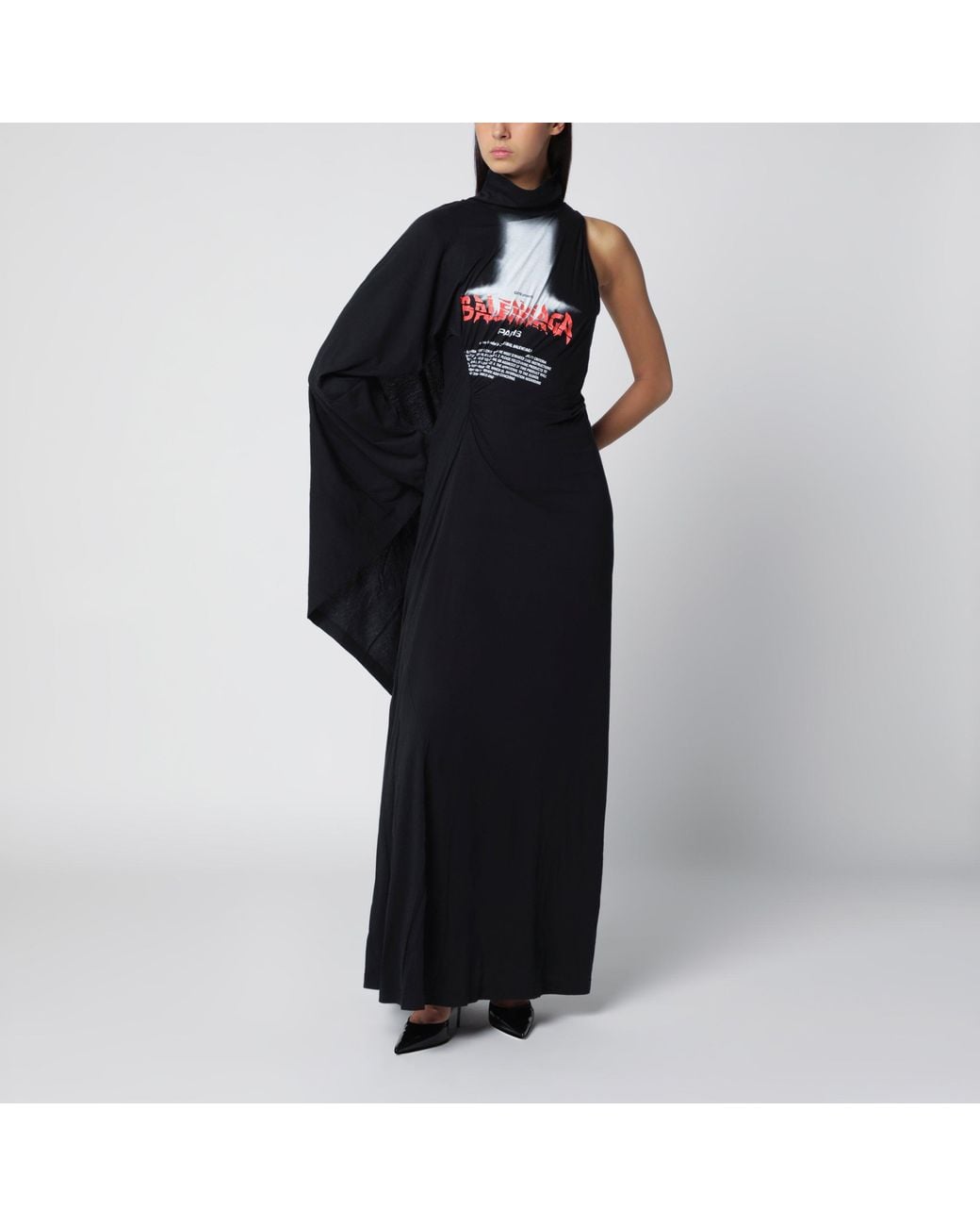 Balenciaga Black The Door Draped Maxi Cotton Jersey Dress