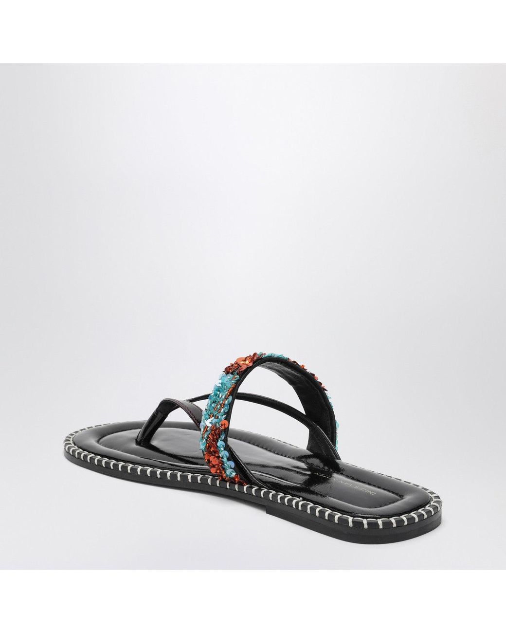 Dries Van Noten Blue Thong Slip-On Sandals With Sequins