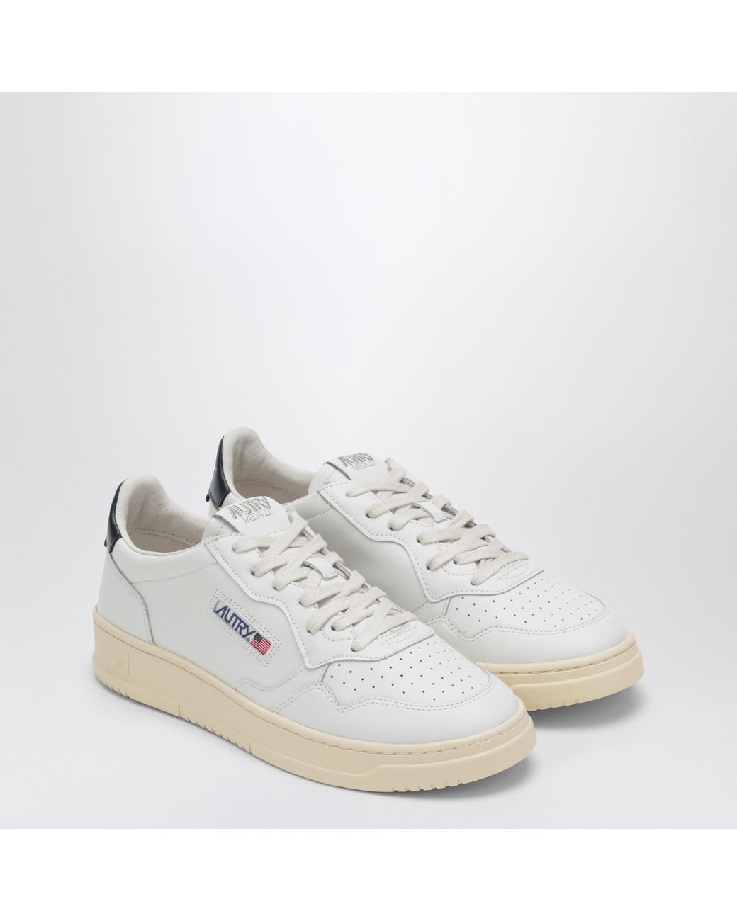 Autry White Medalist/ Leather Trainer for men