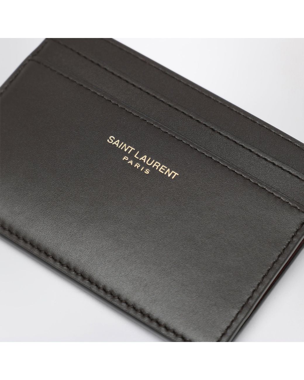 Saint Laurent Black Bicolor Leather Card Holder for men