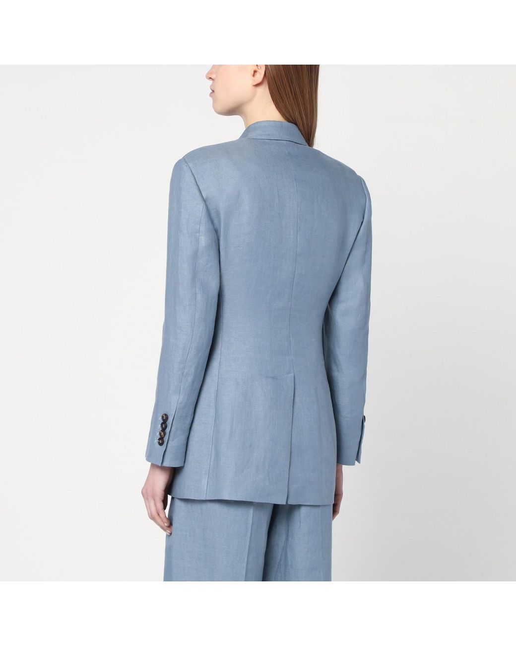 Brunello Cucinelli Avio-coloured Linen Blend Jacket in Blue