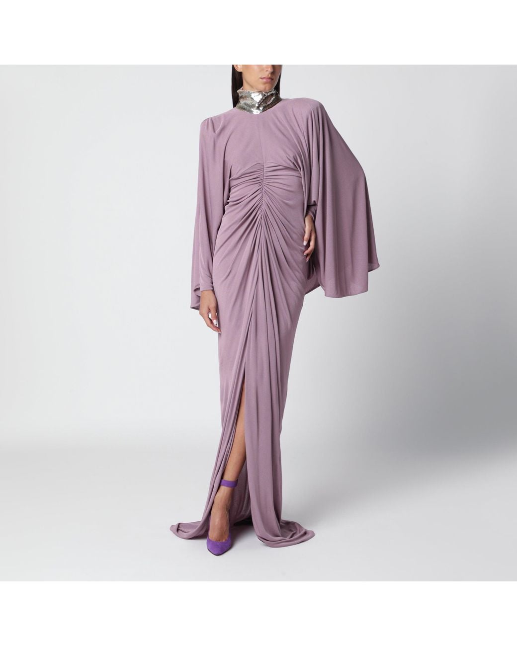 Valentino Purple Mauve Draped Long Dress