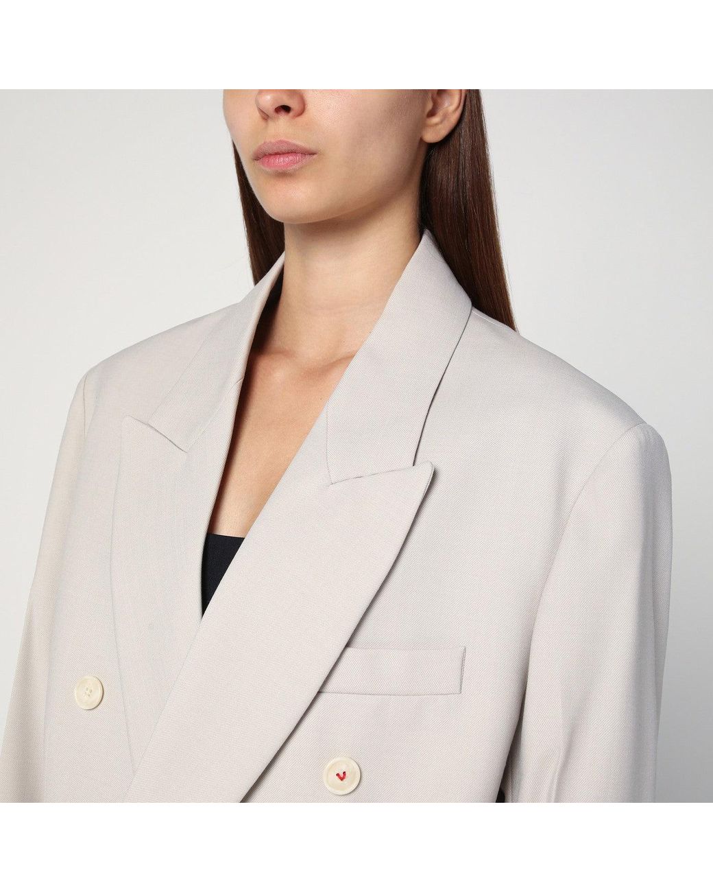 Victoria Beckham Natural Pumice-Coloured Double-Breasted Jacket