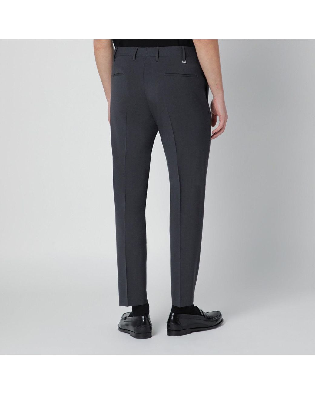 PT Torino Blue Grey Trousers In Wool Blend for men