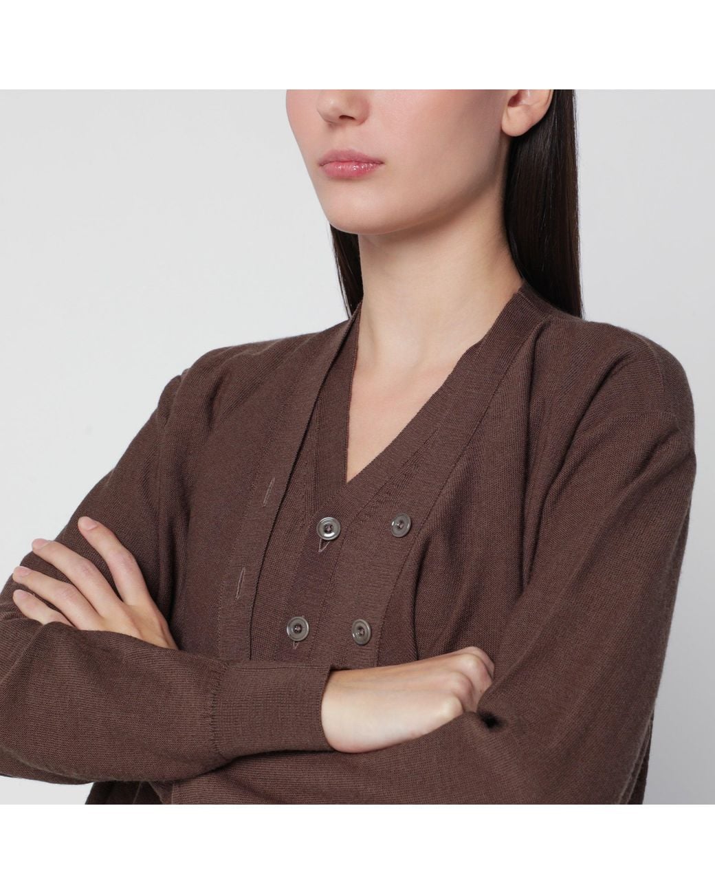 Lemaire Brown Trompe L'Oeil Cardigan