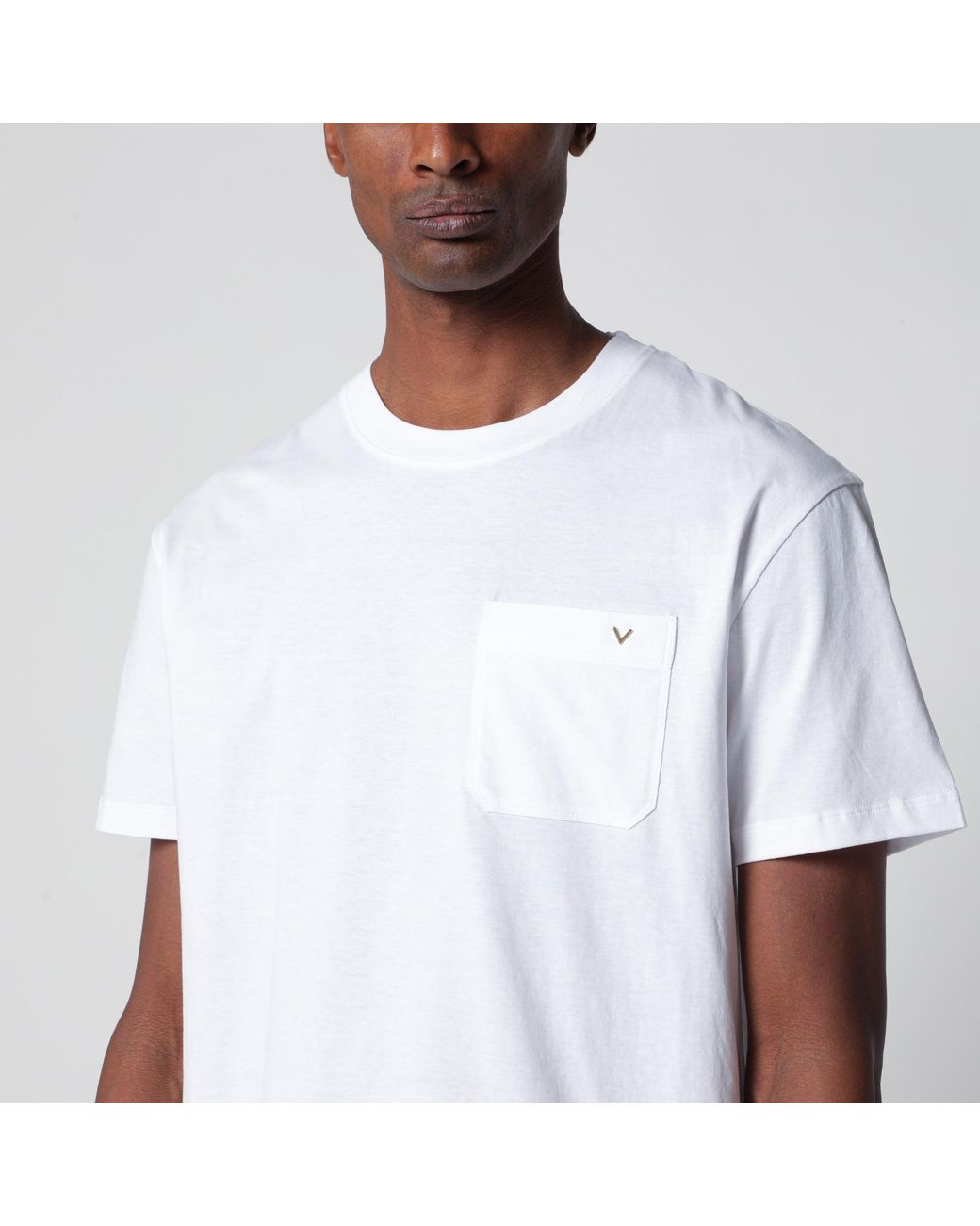 Valentino White Cotton T-Shirt With Vgold for men