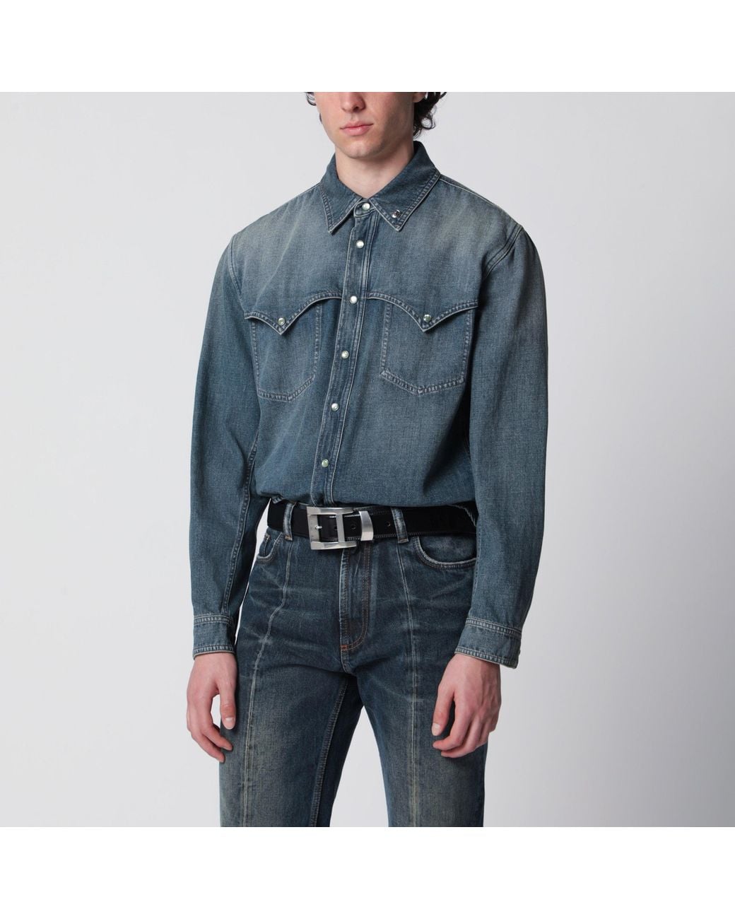 Versace Blue Vintage Denim Shirt for men