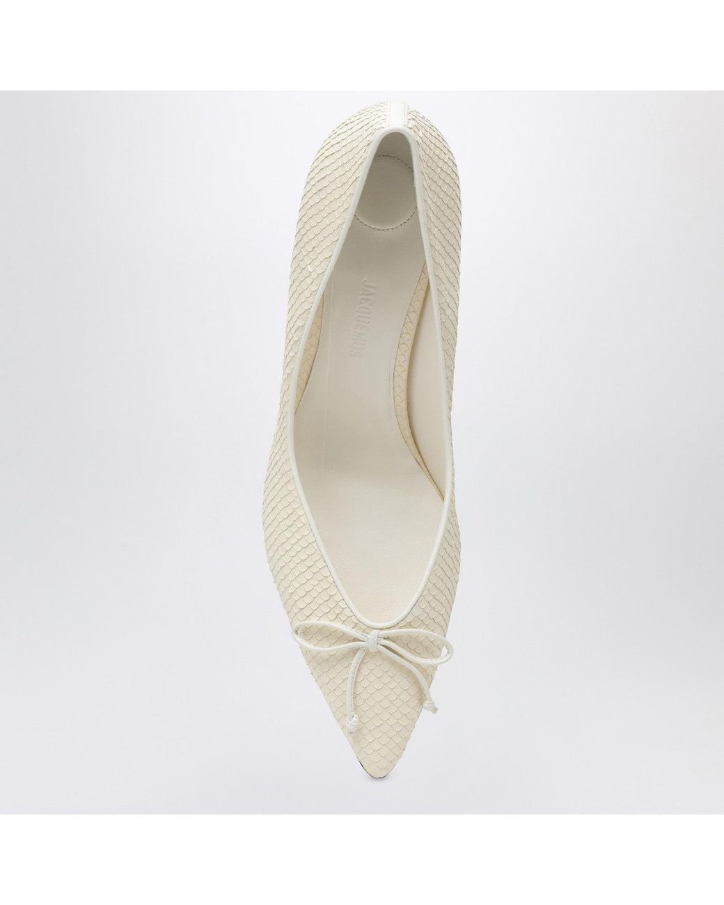 Jacquemus White Ivory Python-Effect Embossed Leather Tourni Décolleté