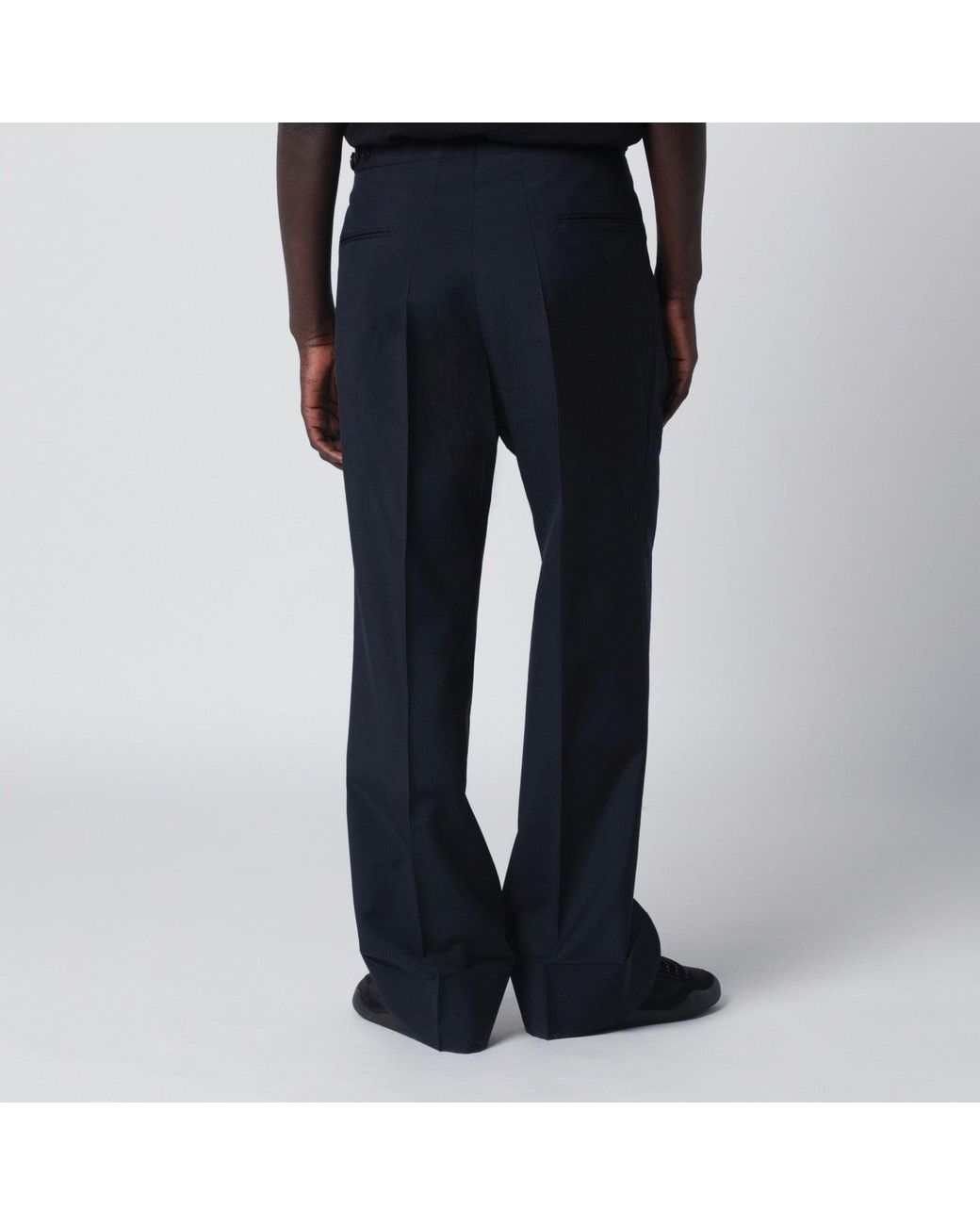 Prada Blue Wool And Mohair Trousers for men