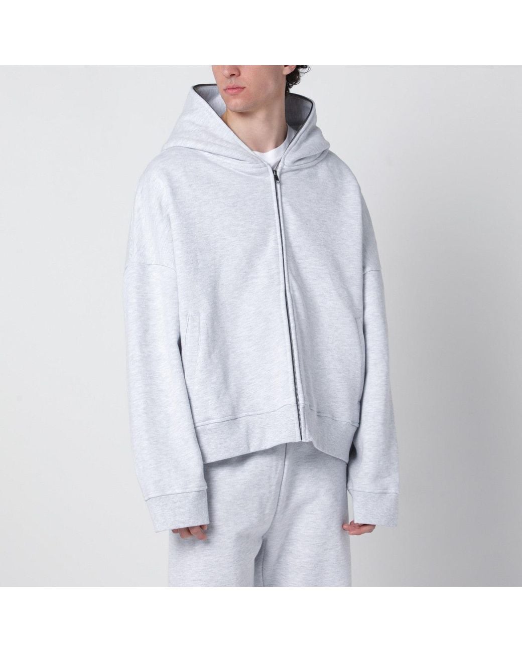 Entire studios Gray Grey Cotton Zip-up Hoodie for men