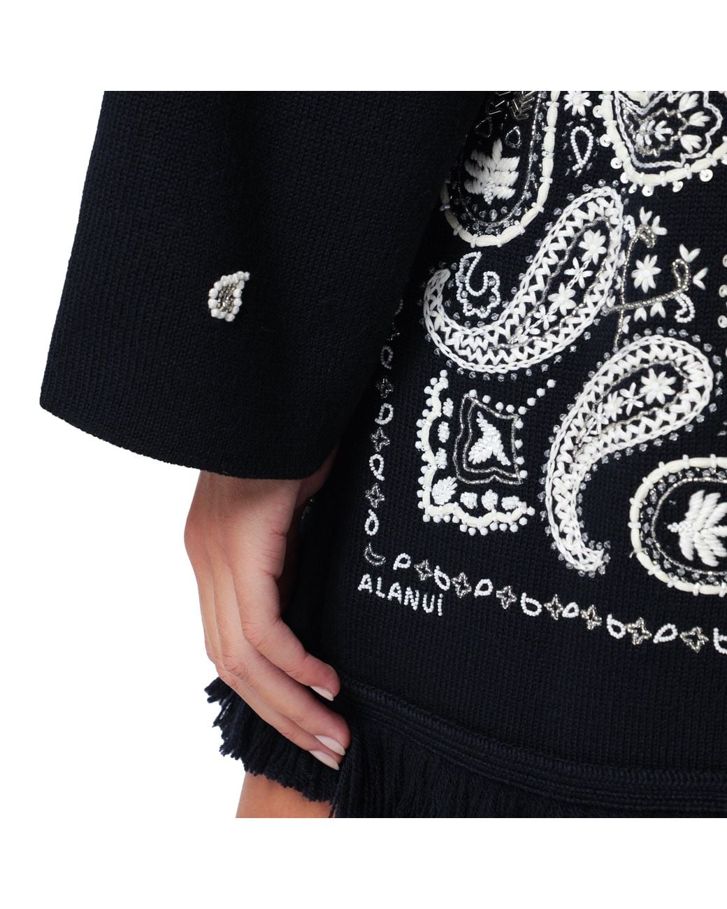 Alanui Black Echoes Of The Bandana Wool Cardigan