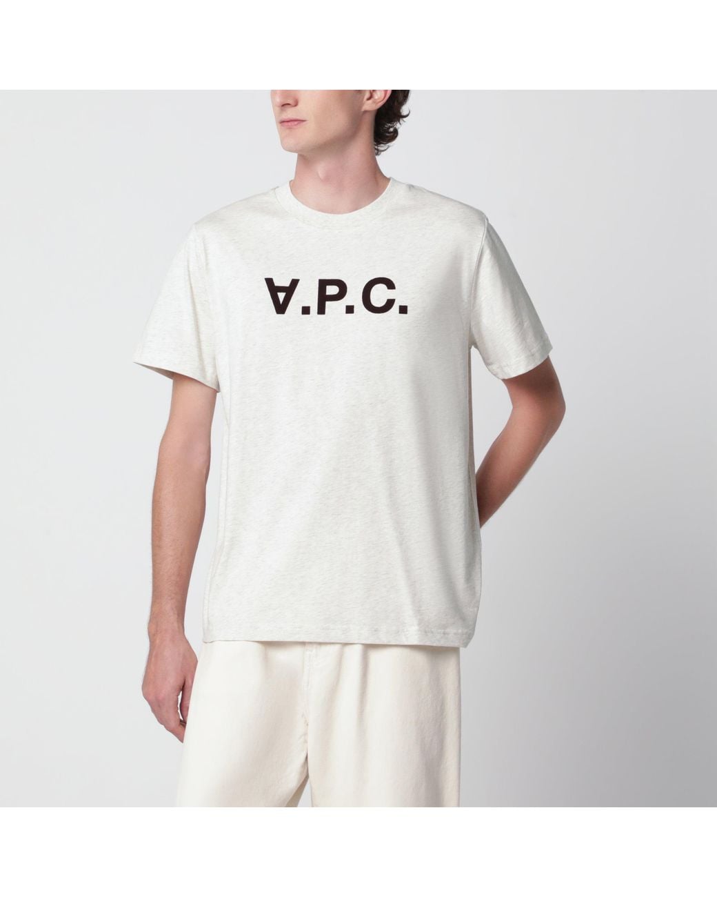 A.P.C. White Ecru Standard Grand Vpc Cotton T-Shirt for men