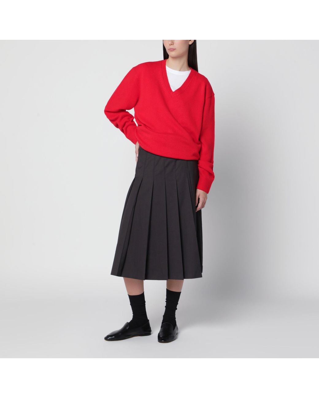 DUNST Gray Charcoal Pleated Skirt