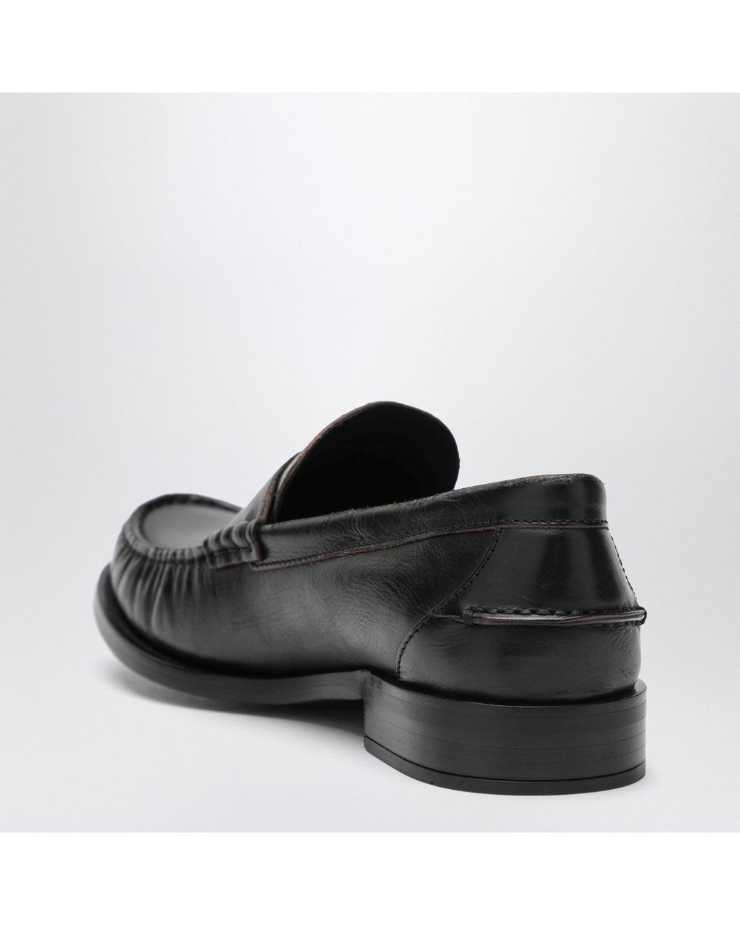 Prada Black Polished Leather Loafers