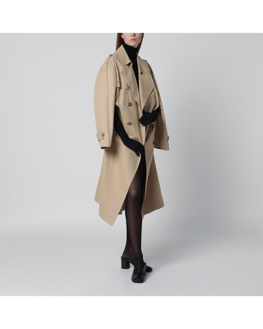 MM6 by Maison Margiela Metallic Cotton Trench Coat With Gloves