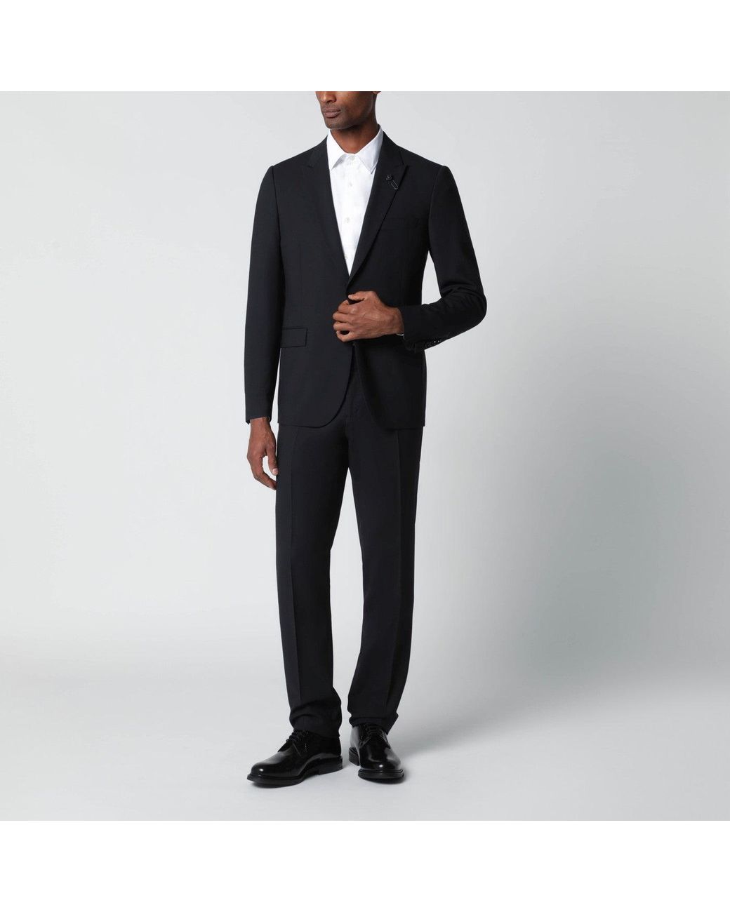 Lardini Black Single Breasted Wool Blend Suit for men
