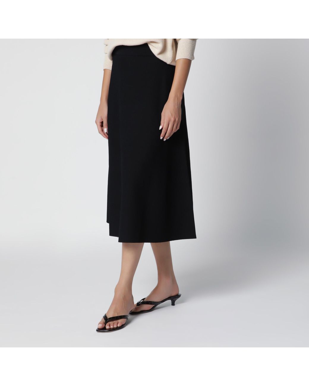 Max Mara Black Flared Midi Skirt