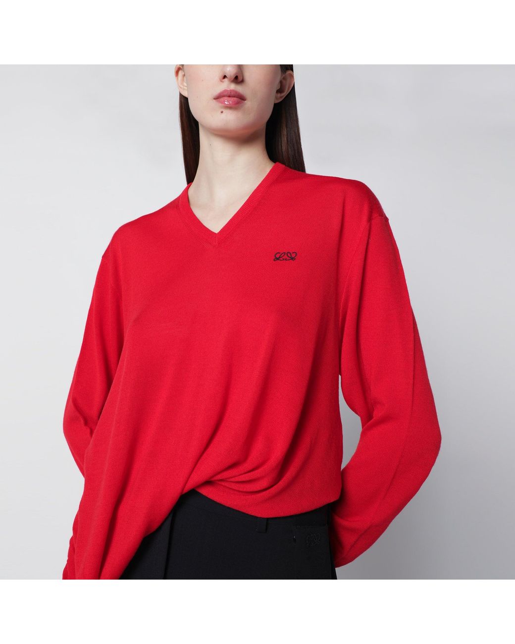 Loewe Red Merino Wool Draped Top