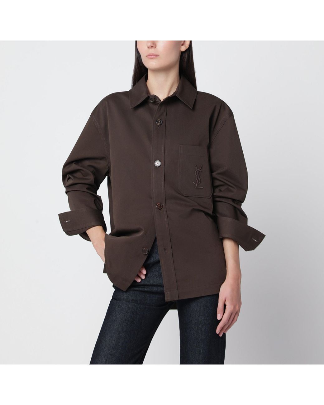 Saint Laurent Black Dark Cassandre Shirt Jacket