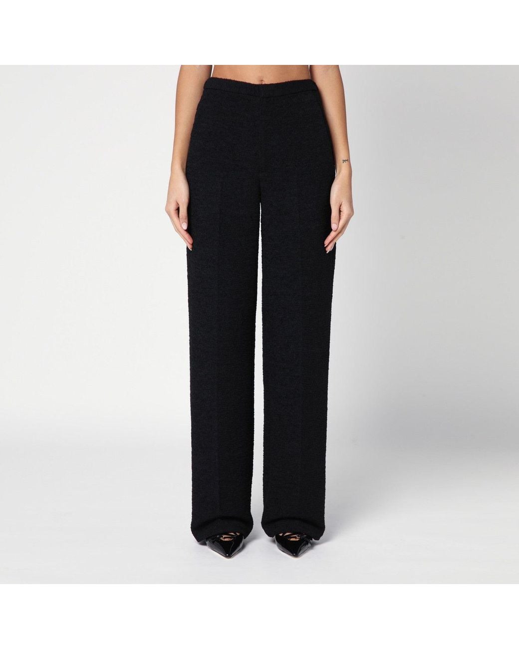 Loulou de Saison Black Straight Bouclé Trousers