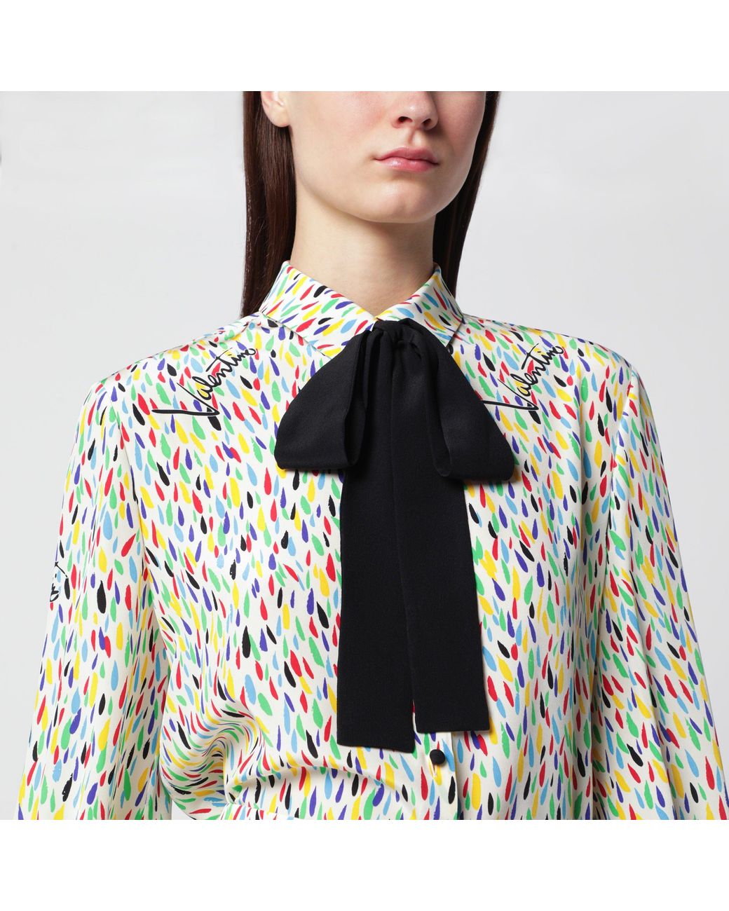 Valentino Multicolored Silk Blouse With Lavallière