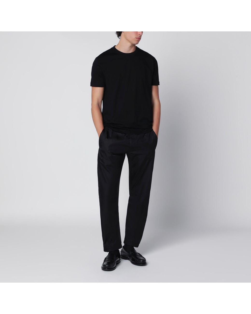 Prada Black Set Of Three Cotton T-Shirts for men