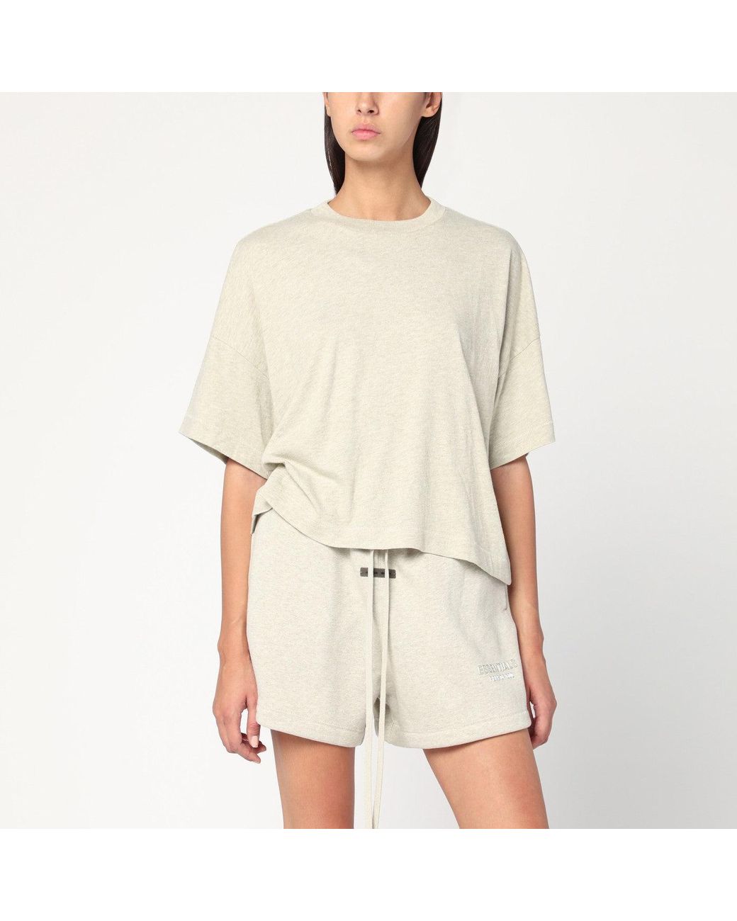 Fear Of God Natural Oversized Greige Cotton-Blend T-Shirt