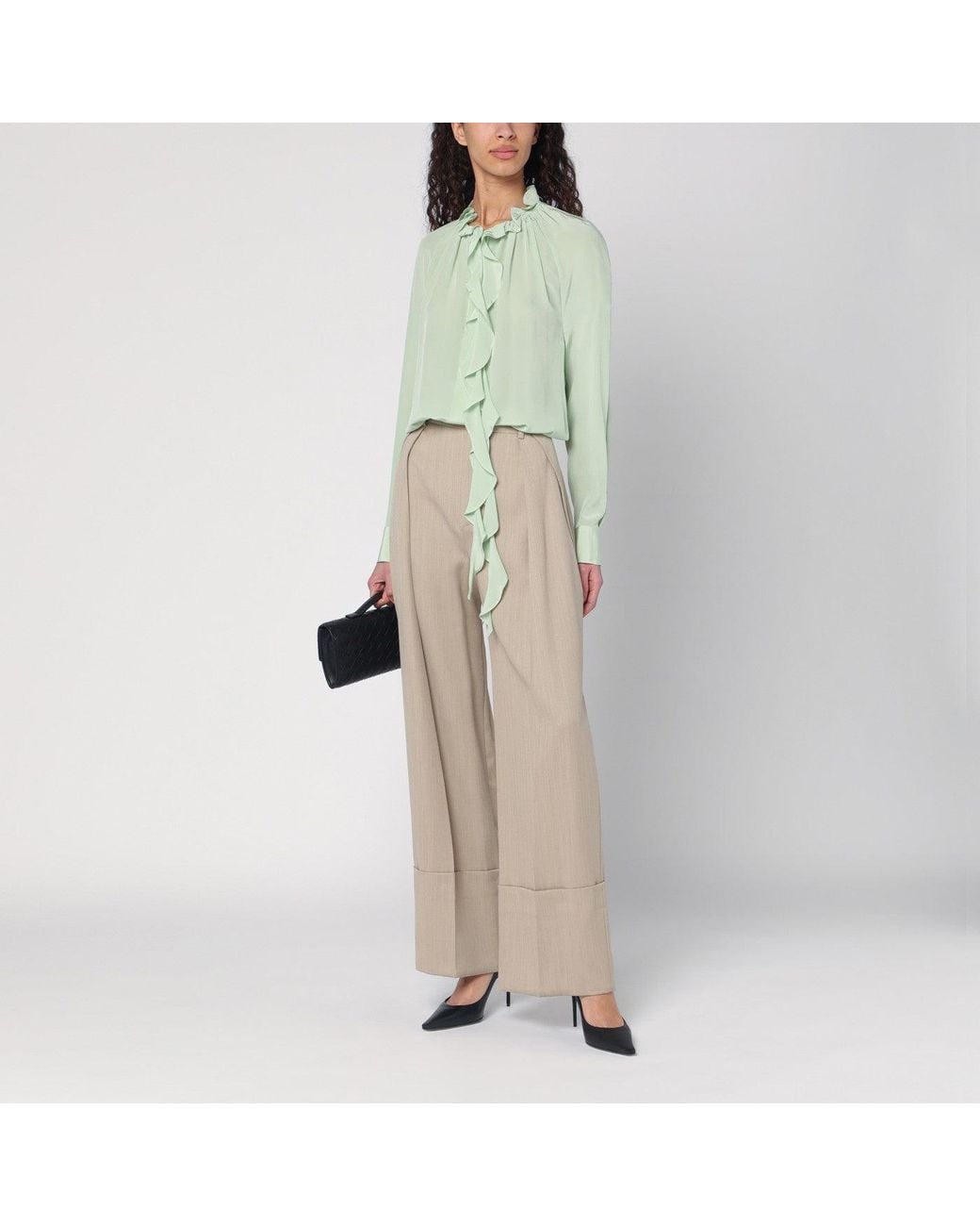 Victoria Beckham Natural Wide Mandarin Colour Pants