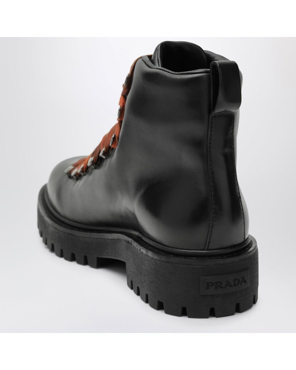 Prada Black Lace-Up Ankle Boots for men
