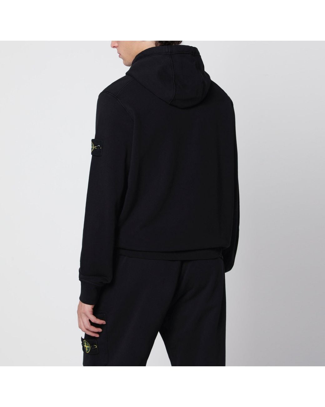 Stone Island Black Cotton Hoodie for men