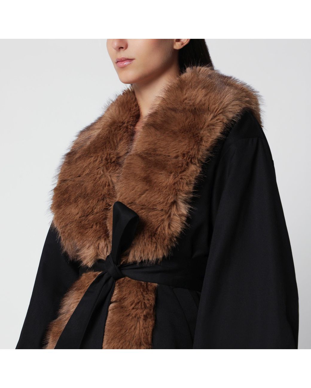 ROTATE BIRGER CHRISTENSEN Black Jacket With Faux Fur Details
