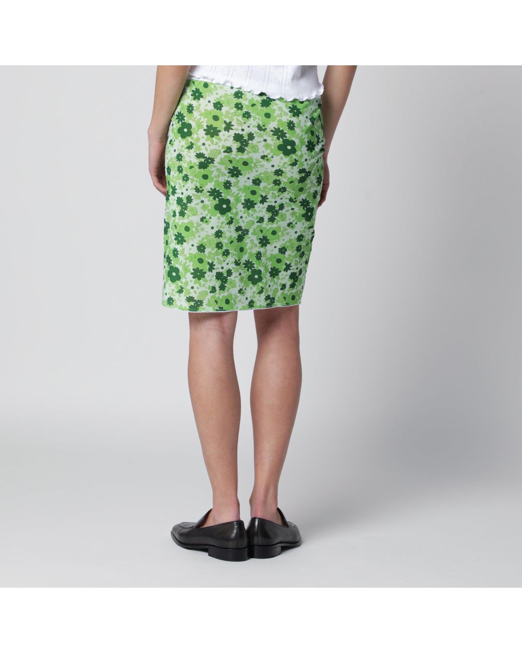 Miu Miu Green Skirt With Floral Pattern